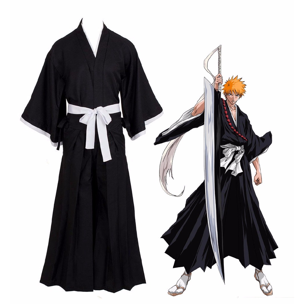 Hot Anime Cosplay Costume Bleach Kurosaki Ichigo Robe Cloak Coat
