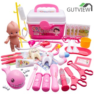 58PCS Doctor Toy Set Nurse Stethoscope Injection Girl Medical Box Stethoscope Toy Children’s Gift