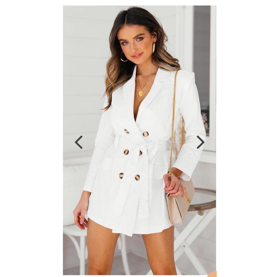Classy white coat styled dress | Shopee 