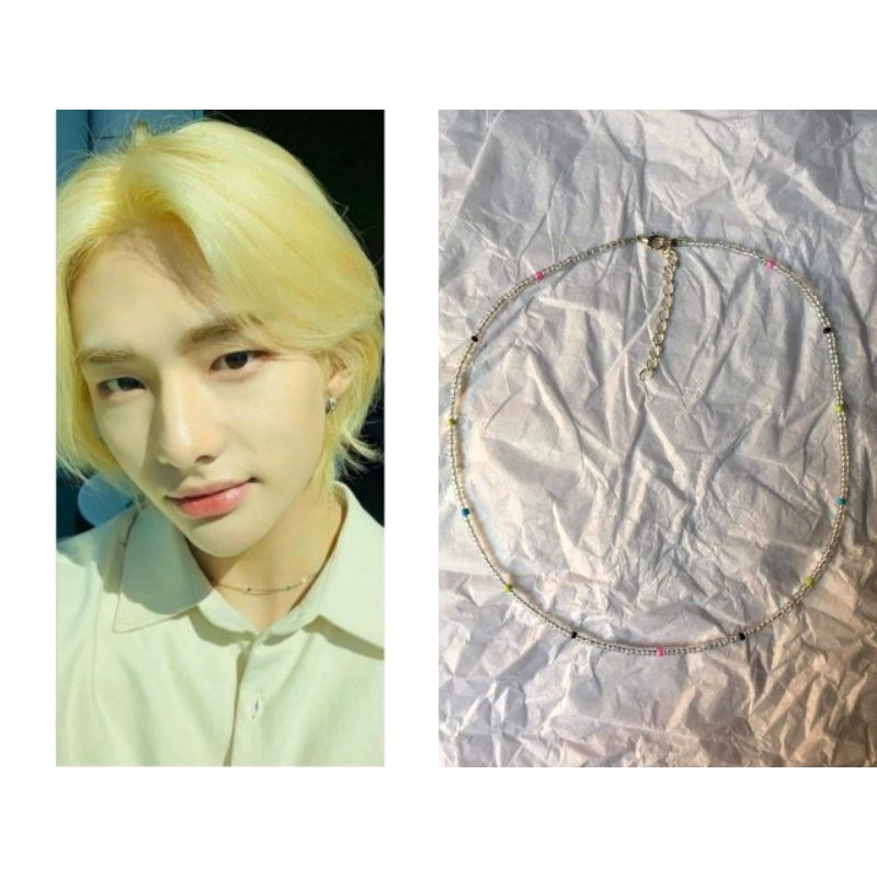 Trendy Beaded Clavicle Necklace inspired by Hwang Hyunjin of Stray Kids kpop | luvbeads