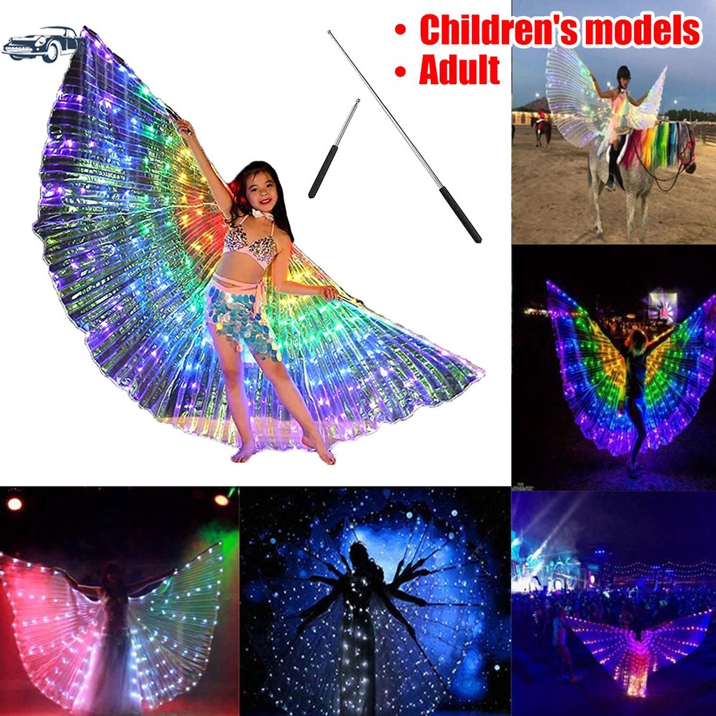 Led Isis Wings Belly Dance Wings Colorful Butterfly Wings W  Telescopic 