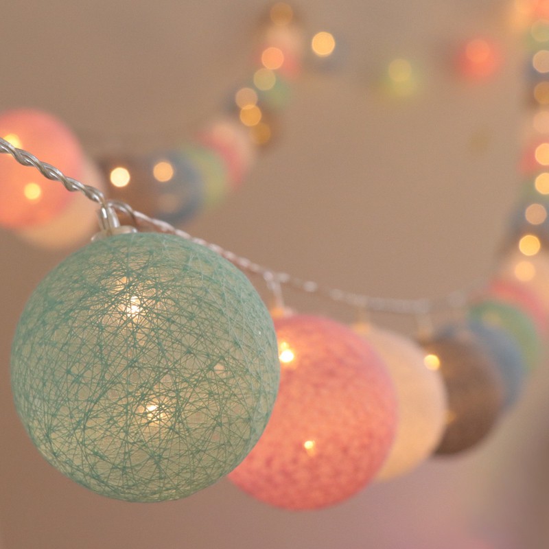 20 LED Cotton Ball Globe String Fairy Lights Bedroom Wedding Shopee