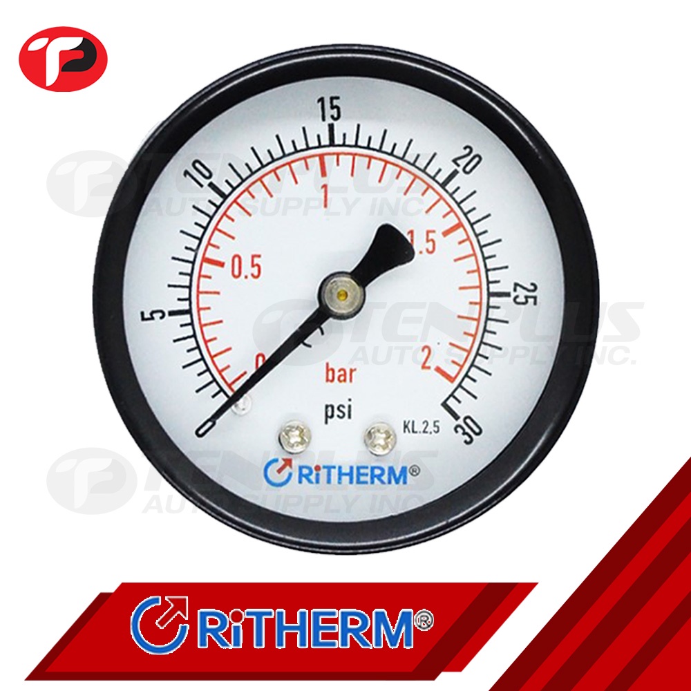 Ritherm Pressure Gauge 2" Black Case 1/4 NPT Back Connection Shopee