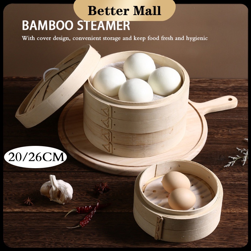 Bamboo Steamer Household Steamed Buns Steamers With Lid Round Kitchen