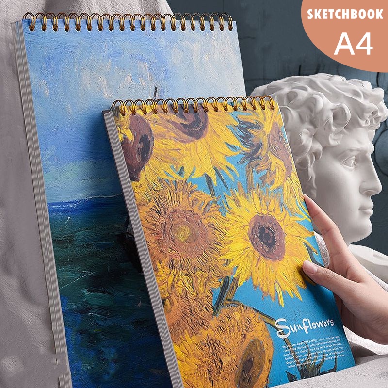 A4 Van Gogh Spiral Sketchbook Big Thick Drawing Notebook College Sketch ...