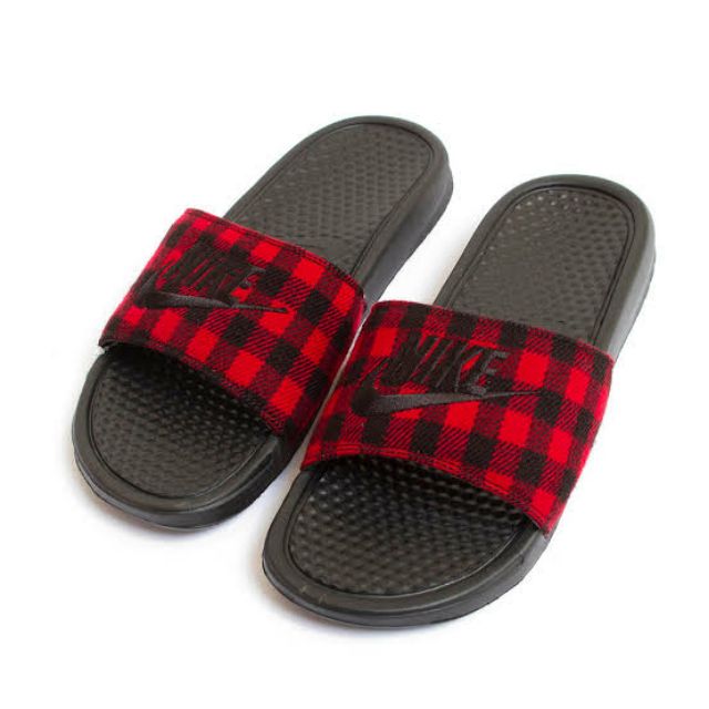 nike checkered slides