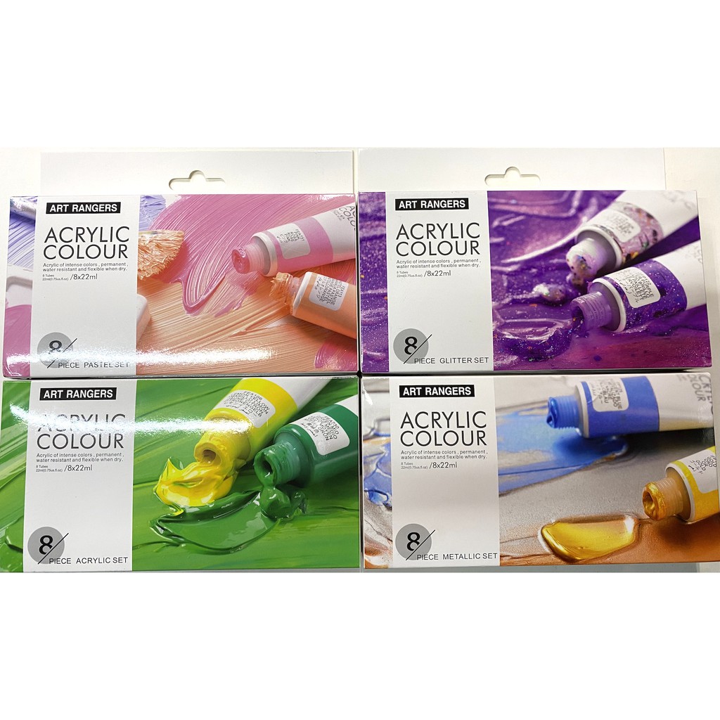 Art Rangers Acrylic Paint Set x8pcs 22ml (Primary Acrylic, Pastel