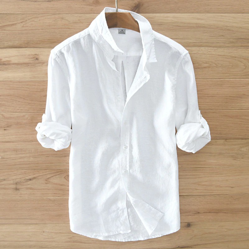 linen shirts men long sleeve casual 