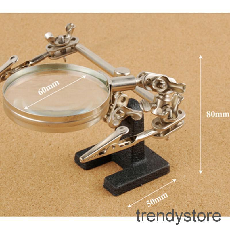 1X Third Hand Soldering Iron Stand Helping Clamp Vise Clip Magnifying Glass Tool #4