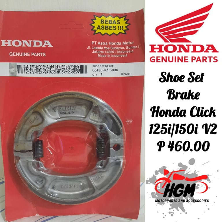 BRAKE SHOE HONDA CLICK 125i/150i V1/V2 GC, BEAT 110 FI/CARB, TMX 150