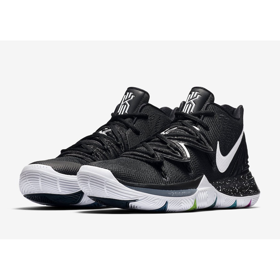 kyrie 5 black white