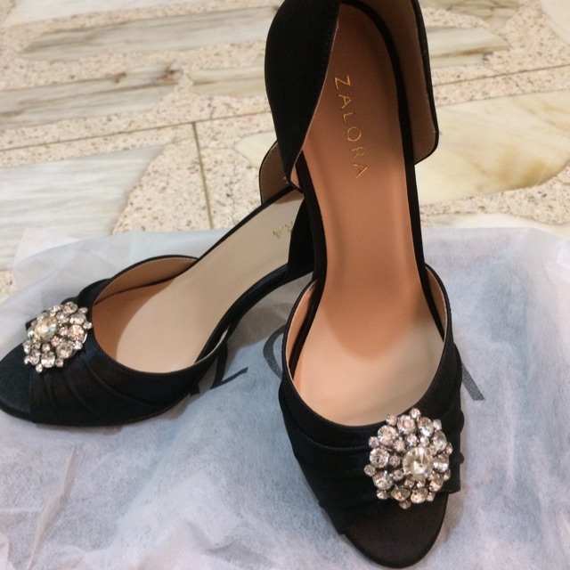 satin peep toe heels