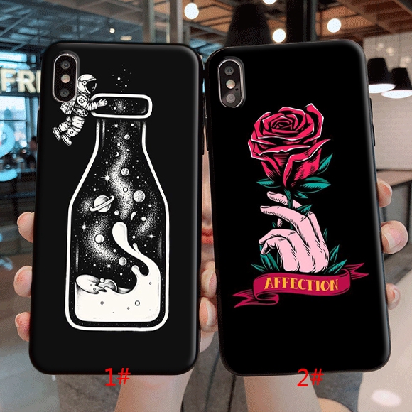 Iphone 5s Se 6s 7 8 Plus X Xr Xs Max Soft Case Black Aesthetic Illustration Shopee Philippines