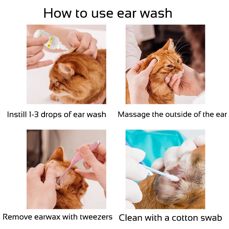 Pet Ear Drops Solution for Infection Treatment Cat Dog Ear Remove Mites and Odor Cat Dog Ear Cleaner #6