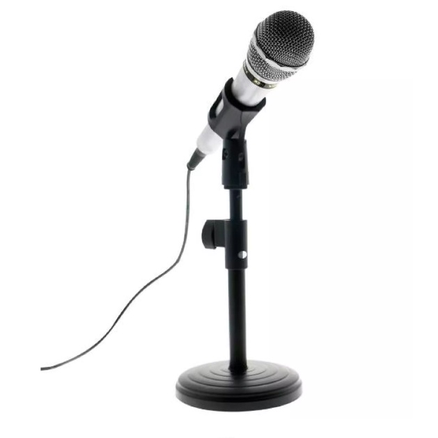 Mic Stand Portable Microphone Stand Adjustable Height Mic Holder with Oval Clip Desktop Mic