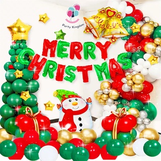 New 93pcs Set Merry Christmas Theme Balloon Party Backdrop Home Decoration Foil  Santa Claus Snowman #2