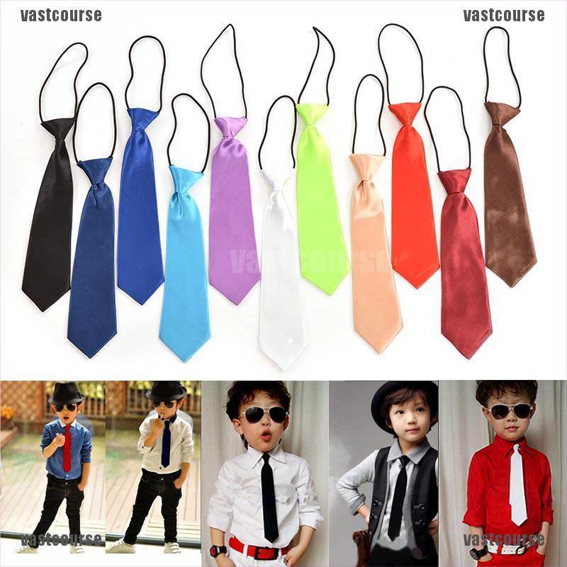 【VSC】1X Boy Tie Kids Baby School Boy Wedding Necktie Neck Tie Elastic