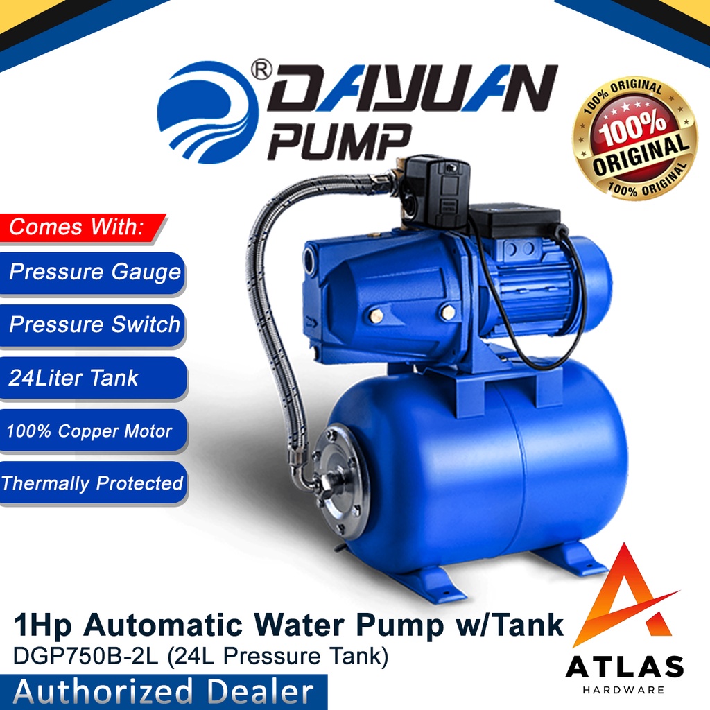 Dayuan Self Priming 1Hp Water Pump + Bladder Tank (24Liters) Built in