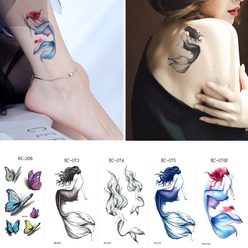 Philippines Ready Stock] Waterproof Mermaid Butterfly Temporary Tattoos  Sticker 3D Mermaid Arm Face Art | Shopee Philippines