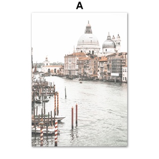 Frames Venice City Magnolia Flower Church Beach Wall Art Canvas Painting Nordic Posters And Prints Wall Pictures Home #4