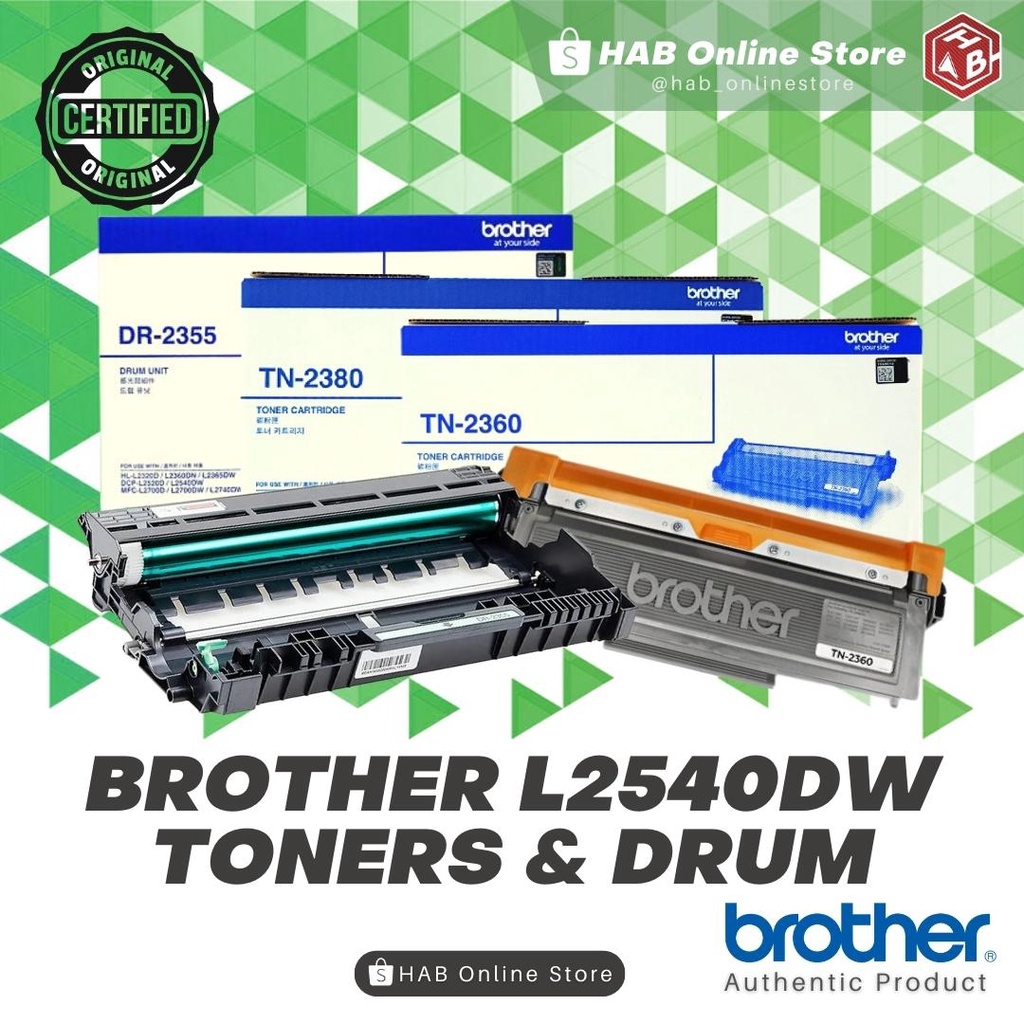 Brother L2540dw Toner & Drum TN2360 TN2380 DR2355 Shopee Philippines