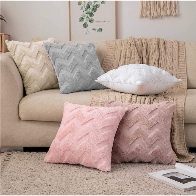 45*45cm/Wave velvet pillowcase solid color cushion cover decoration sofa home party soft square pill