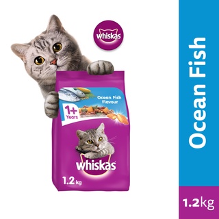 WHISKAS Dry Cat Food – Cat Food Sack in Ocean Fish Flavor, 1.2kg. Pet Food for Adult Cats