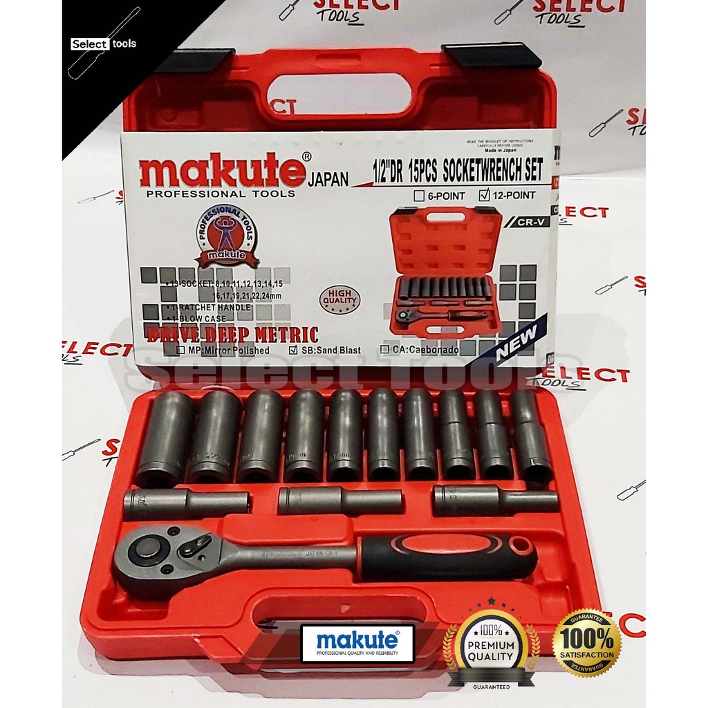 Makute 15 Pcs. Deep Socket Wrench Set 1/2 Drive Shopee Philippines