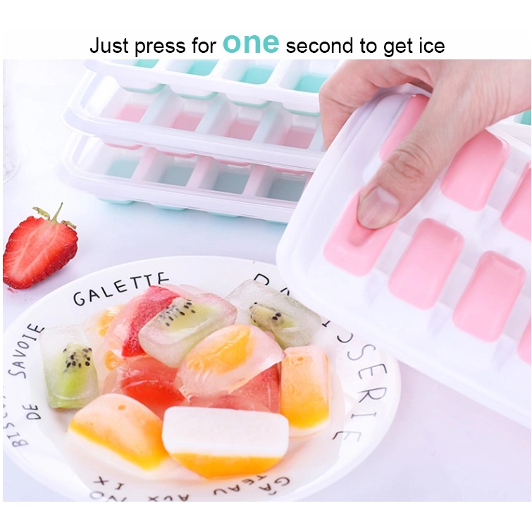 Ice Cube Trays Plastic & Silicone , Ice Cubes Maker Mold , 12
