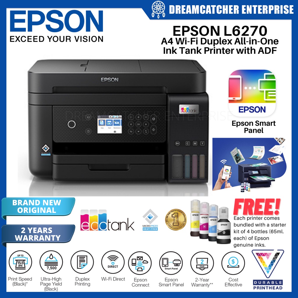 Epson Ecotank L6270 A4 Wi Fi Duplex All In One Ink Tank Printer W Adf Brand New Original 001 4965