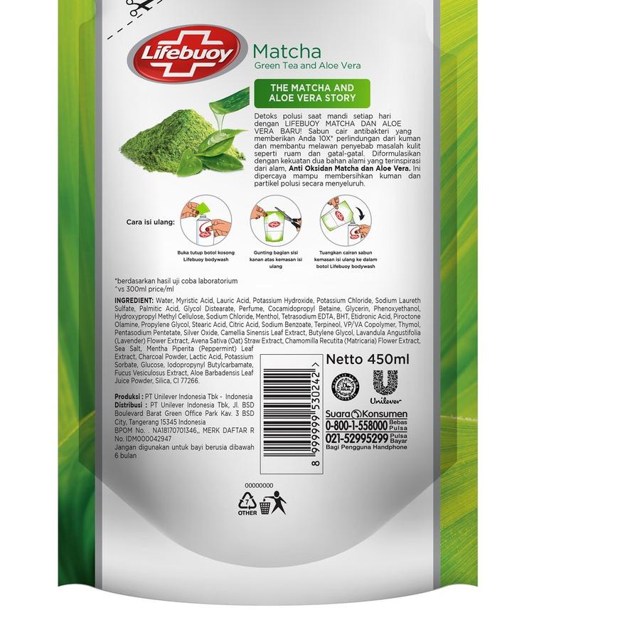 Lifebuoy Antibacterial Body Wash Refill Matcha Green Tea 450ml Shopee