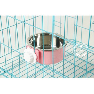 [Pet Shop]Dog Cage Hanging Feeder Stainless Bowl