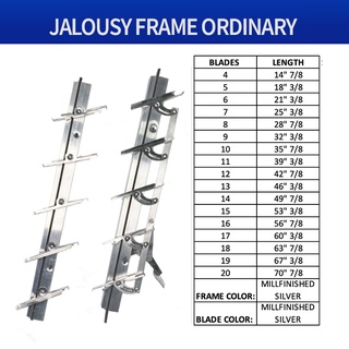 Jalousie Frame Ordinary 11 Blades - 16 Blades for Louver Window 1 Pair Mill Finished Aluminum #2