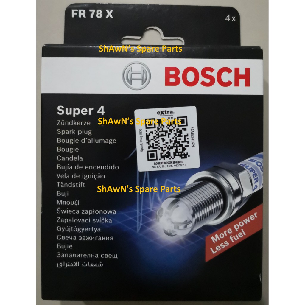 BOSCH SUPER 4 FR78X Spark Plug Toyota Vios NCP42 NCP93 NCP150 Altis