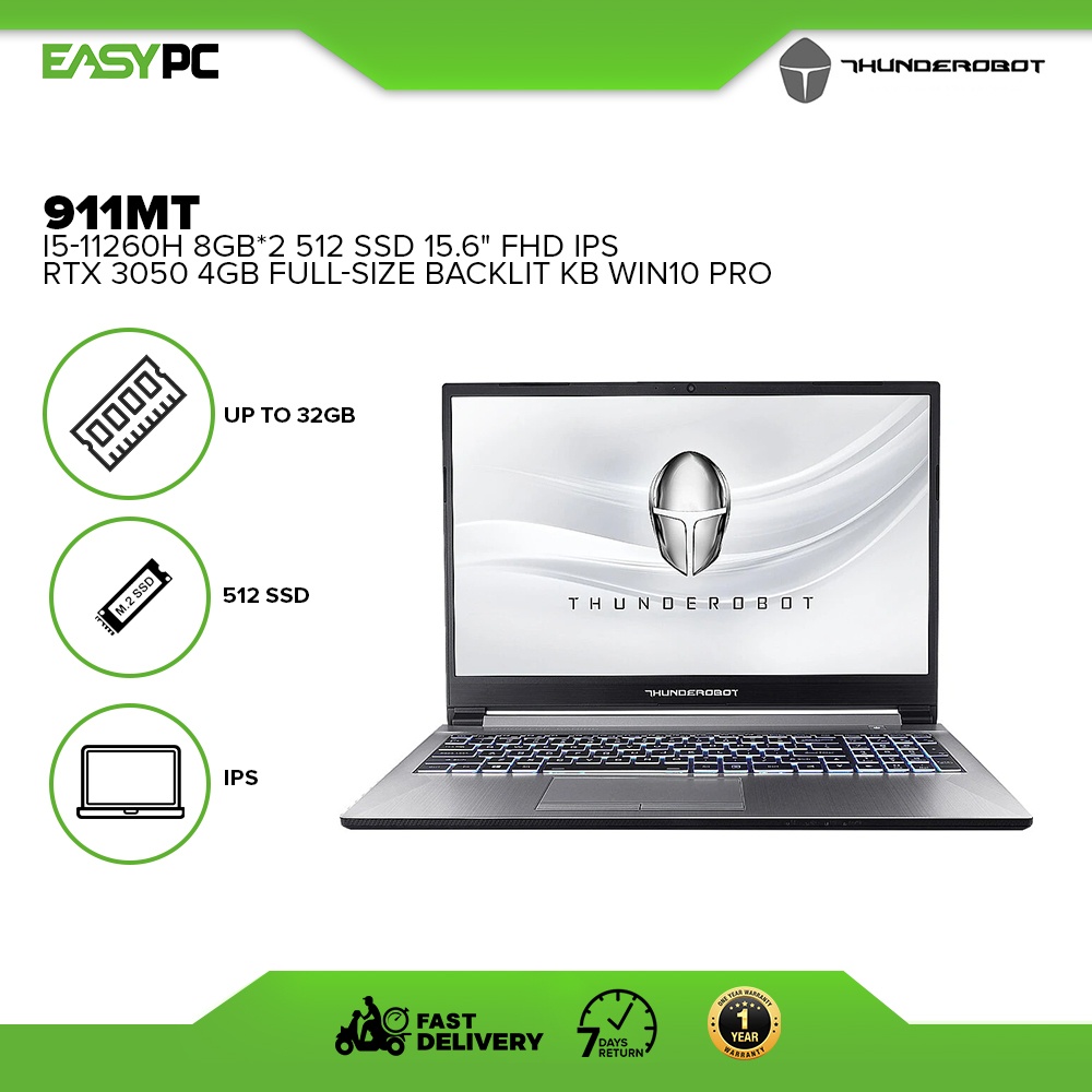 ThundeRobot 911MT i5-11260H and i7-11800H 8gb*2/512 SSD/15.6" FHD IPS ...