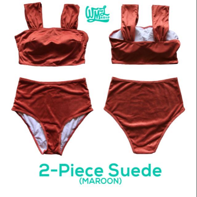 maroon two piece swimsuit