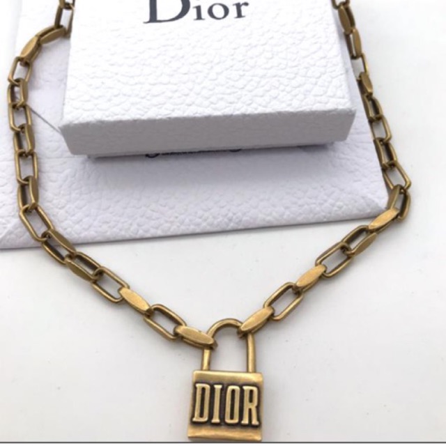 gold dior padlock necklace