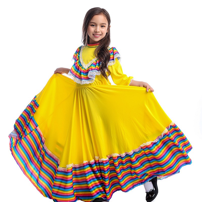 Traditional Mexican Girl Long Dress National Dance Costume Shopee Philippines