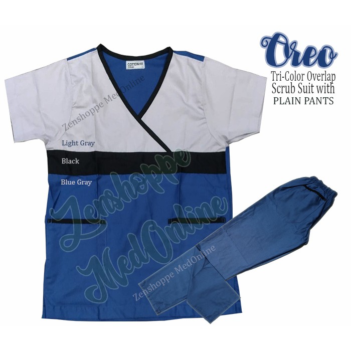 Tri-Color Overlap Scrub Suit (Oreo) [LCR] | Shopee Philippines