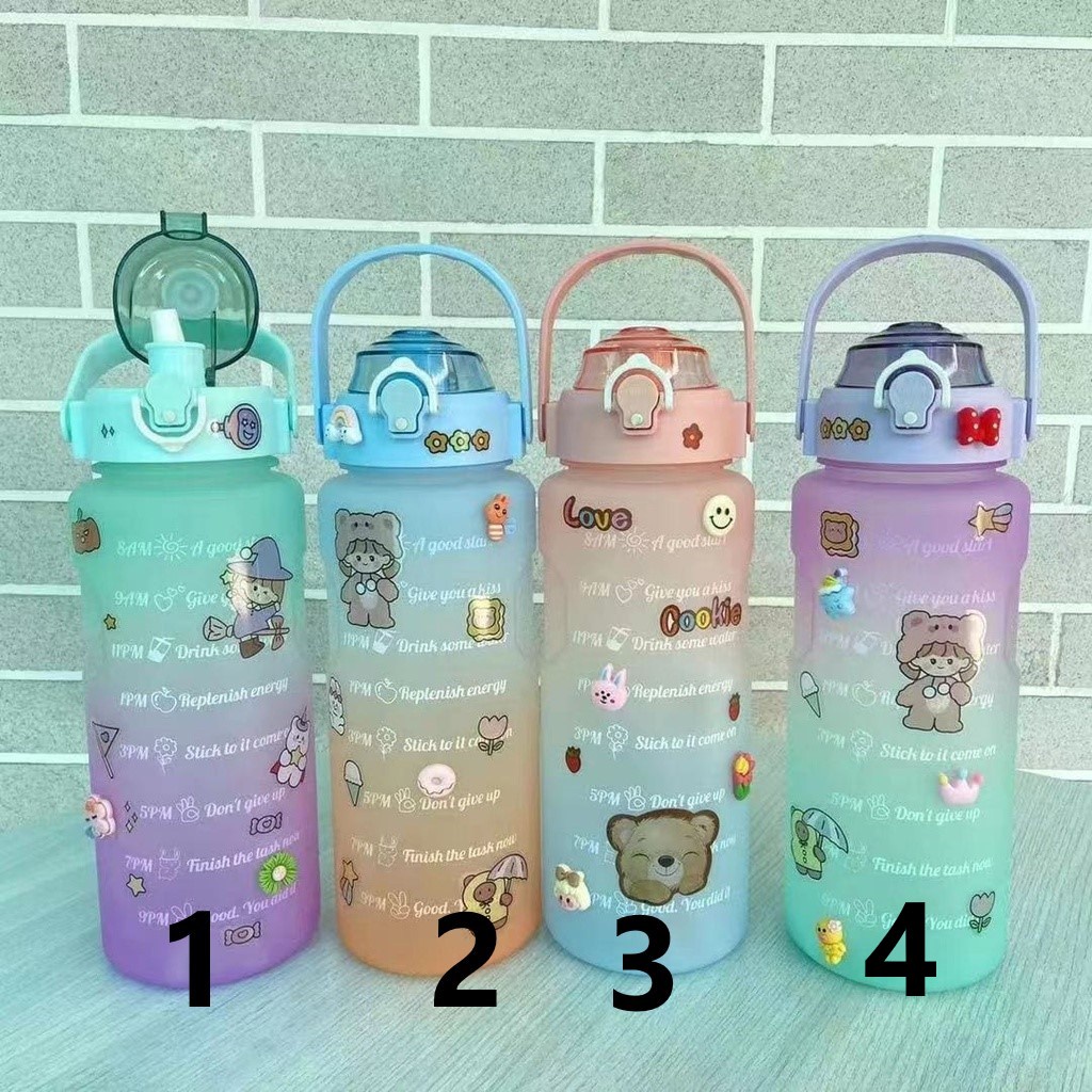Rainbow color cute water bottle for kids/adult with straw 1500ml ...
