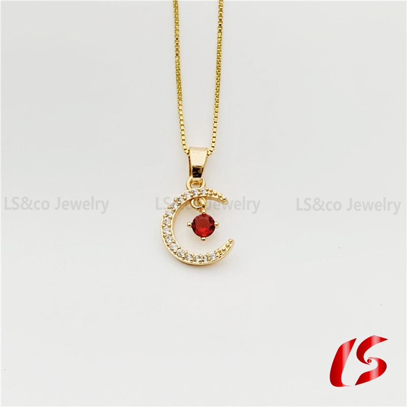 LS Jewelry 18K Gold Plated High Quality Zircon Pendant Necklace For