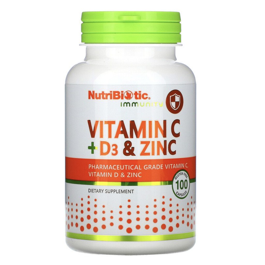 NutriBiotic, Immunity, Vitamin C + D3 & Zinc, 100 Capsules Shopee Philippines