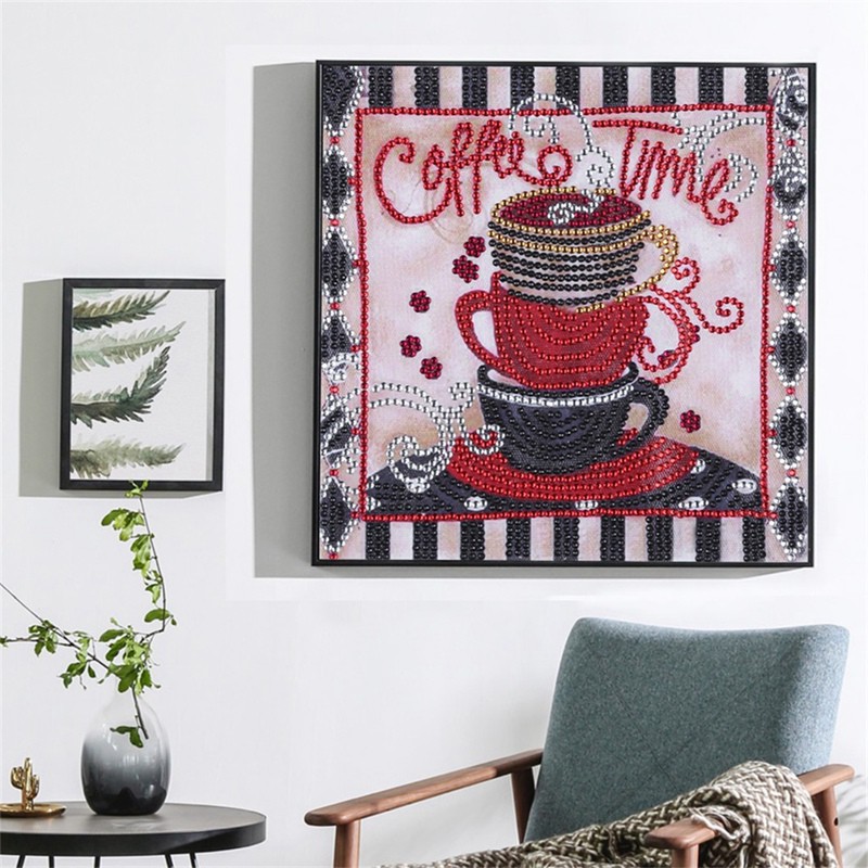 5D Embroidery Coffee Cup Pattern Cross Stitch Diy Painting Needlework Diamond Special Shape Drill Ho
