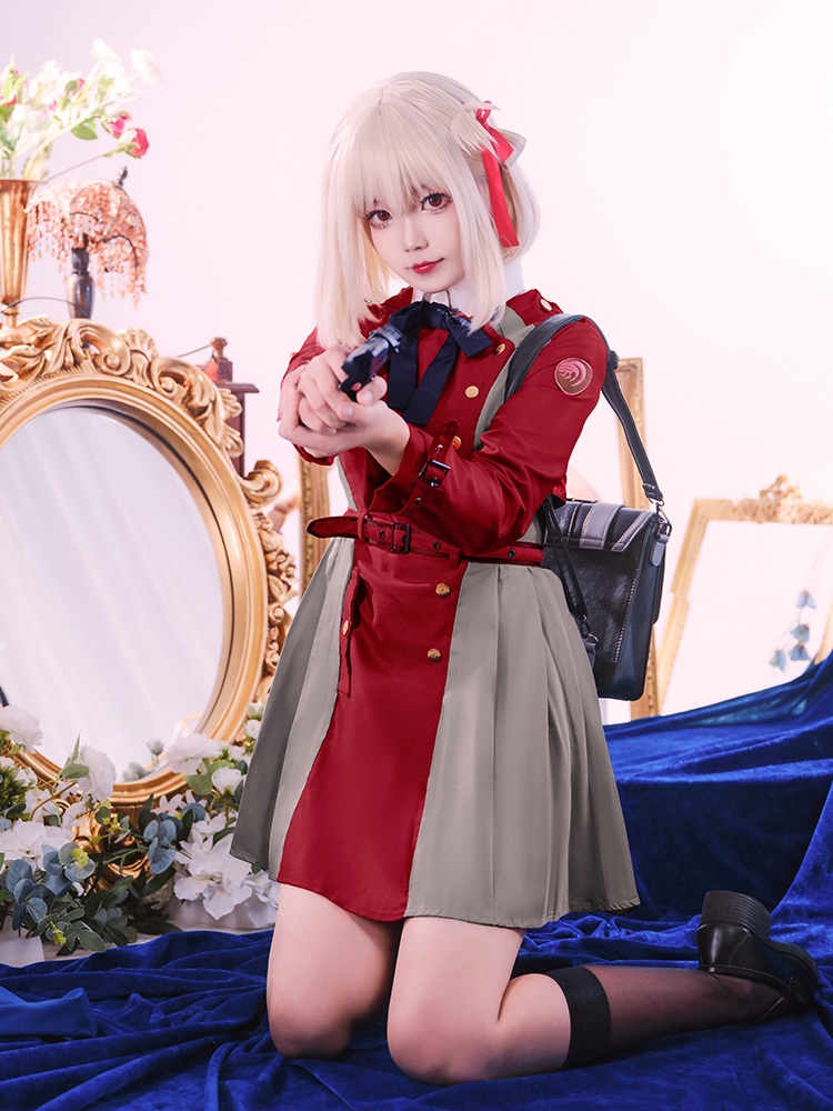 Chisato Nishikigi Cosplay Costume Anime Lycoris Recoil Red Dress ...