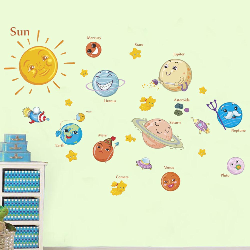 Removable Wall Stickers Bedroom Solar System New Arrivals Living Room Decor Kids Wall Covering Paper