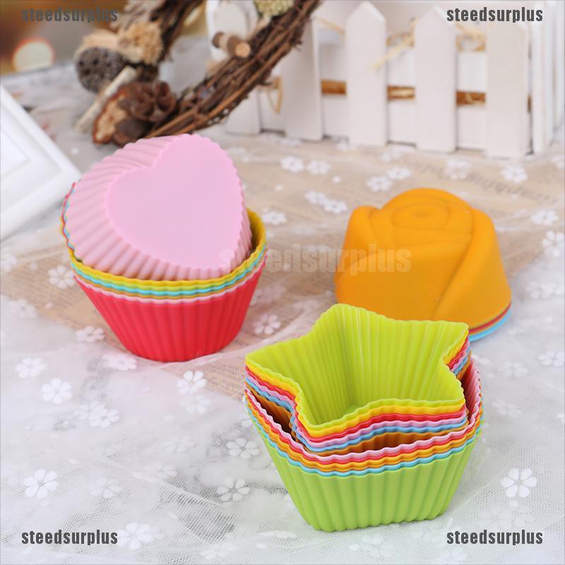 9 pcs Round shape silicone muffin cup cake jelly baking mold 7cm