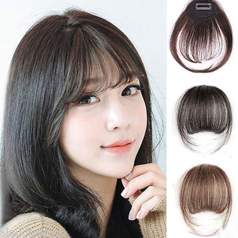 Thin Neat Air Bangs Real Hair Extension Clip On Korean