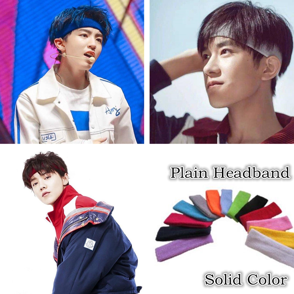 6 Styles Fashion Plain Hair Band Men And Women Elastic Cotton