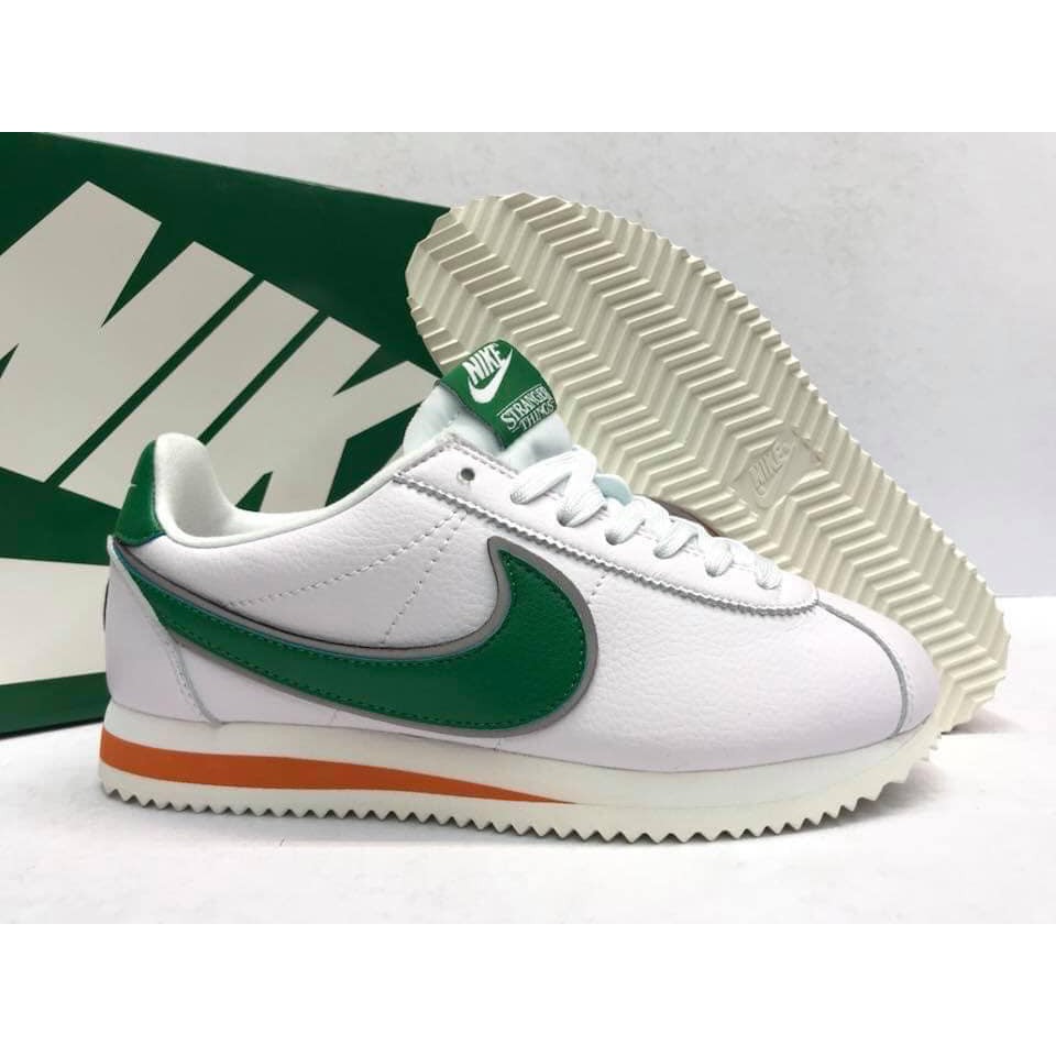 nike cortez white green