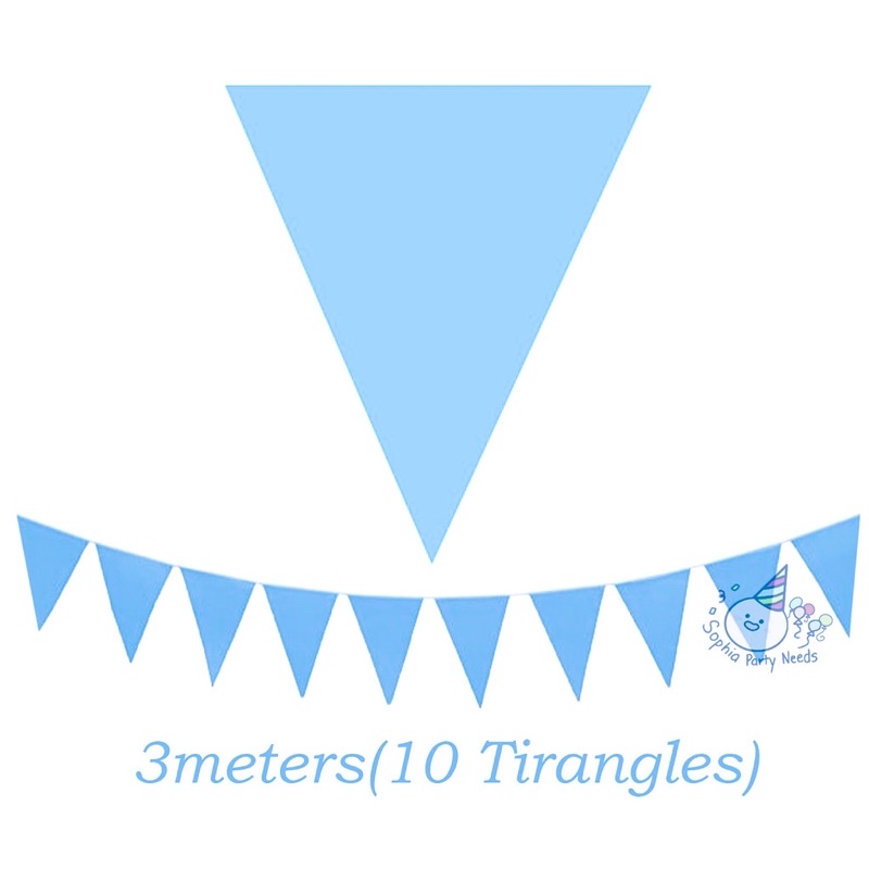 3m Plain Blue Banderitas Party Flag Banner Gender Reveal Party Birthday